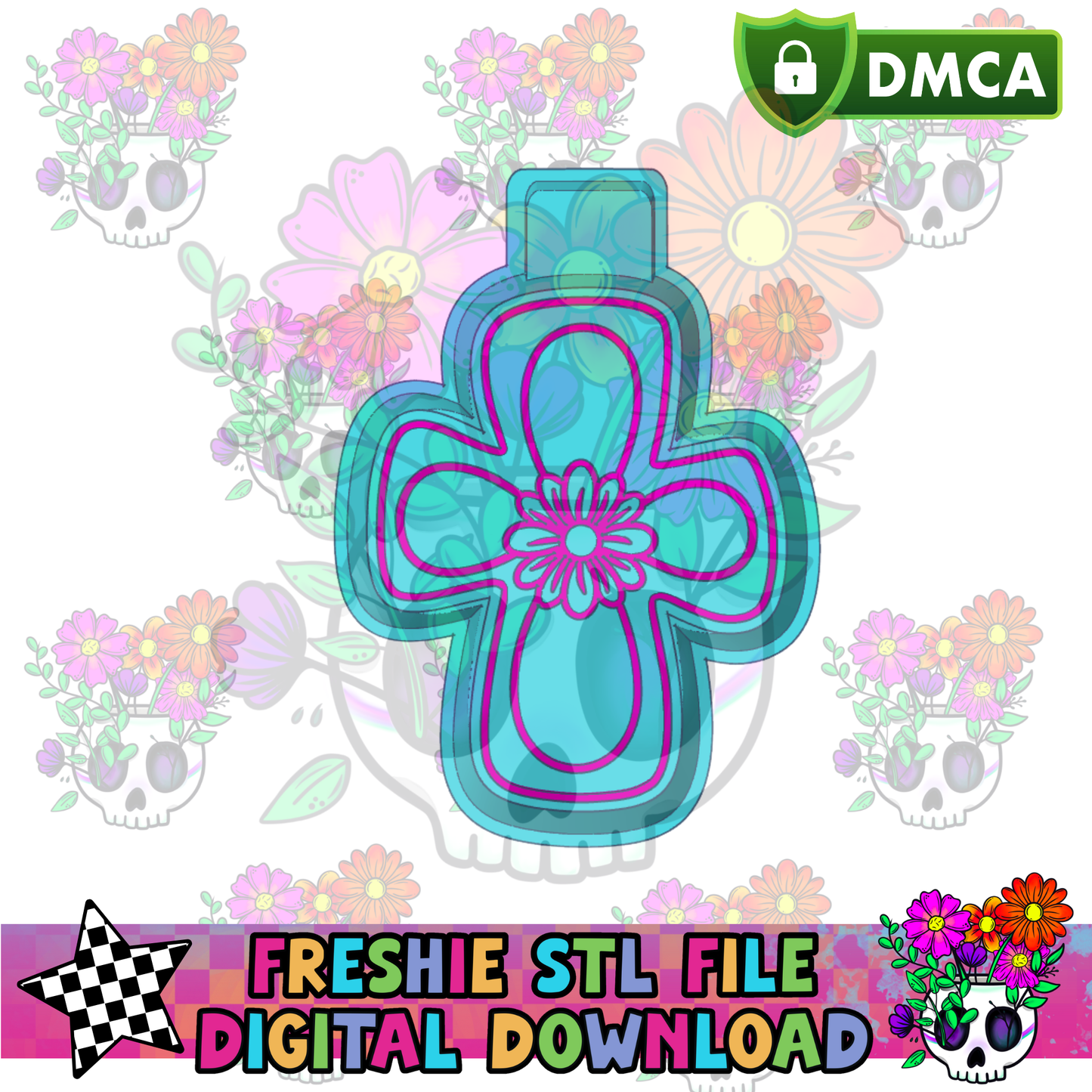 Floral Bubble Cross Mold Maker STL File