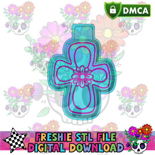 Floral Bubble Cross Mold Maker STL File