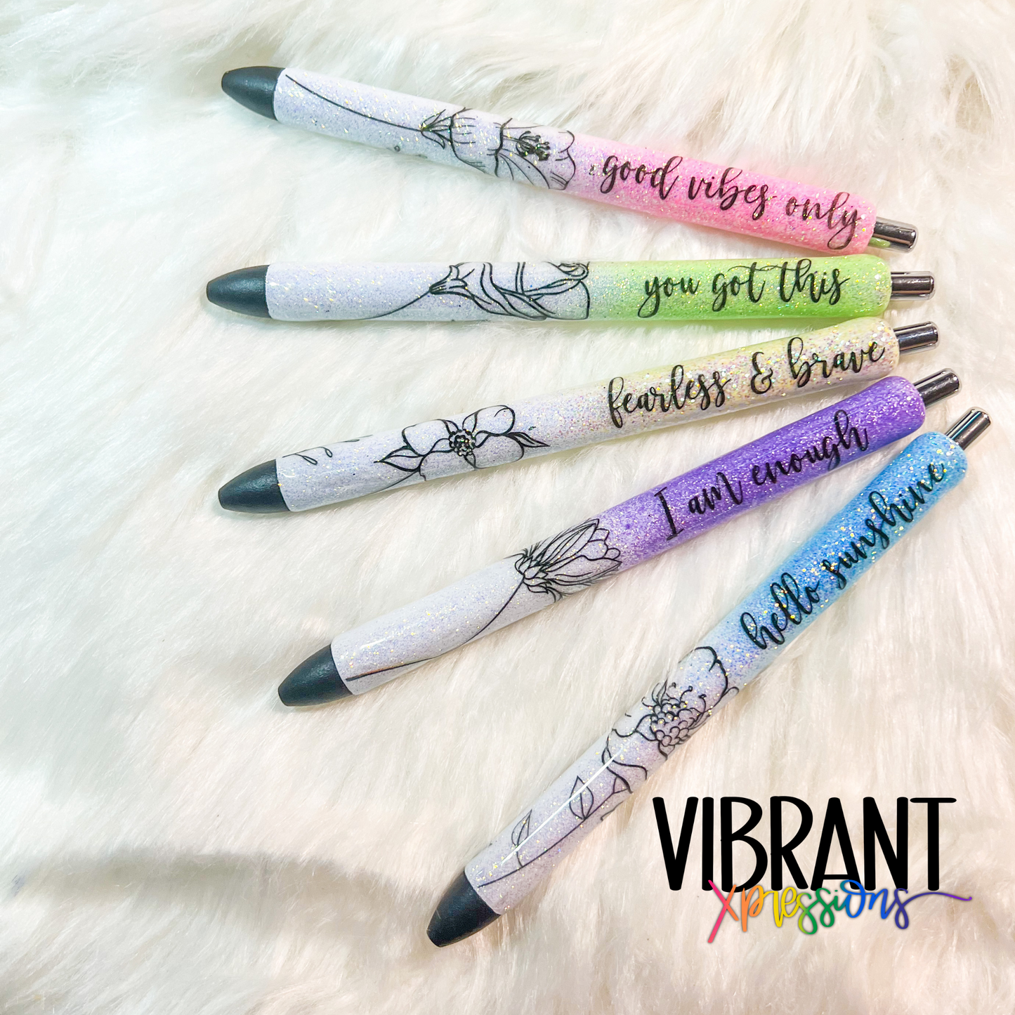 Positive Affirmations Glitter Pen Set