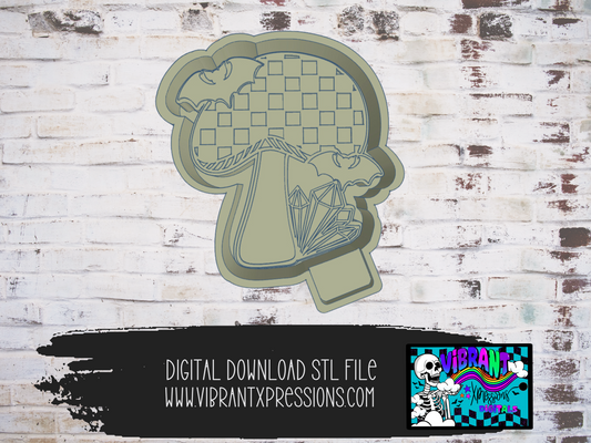 Checkered Spooky Mushroom Mold Maker STL File